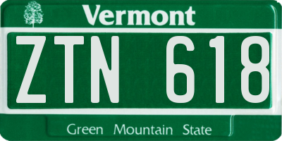 VT license plate ZTN618