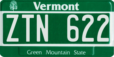 VT license plate ZTN622