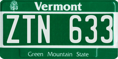 VT license plate ZTN633