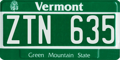 VT license plate ZTN635