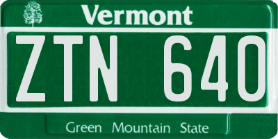 VT license plate ZTN640
