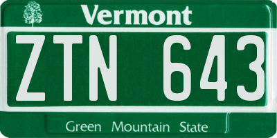 VT license plate ZTN643