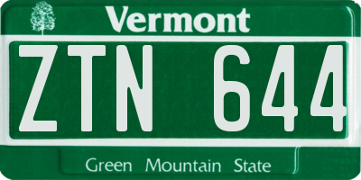 VT license plate ZTN644