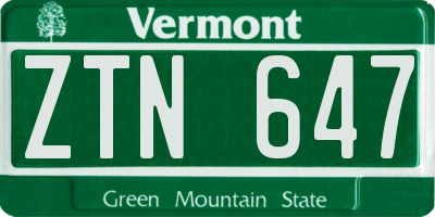 VT license plate ZTN647
