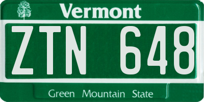 VT license plate ZTN648