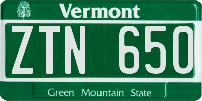 VT license plate ZTN650