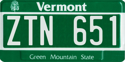 VT license plate ZTN651