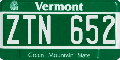 VT license plate ZTN652