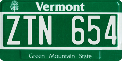 VT license plate ZTN654