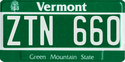 VT license plate ZTN660