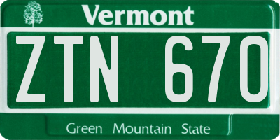 VT license plate ZTN670