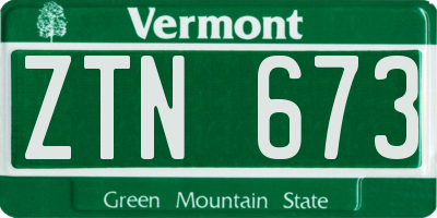 VT license plate ZTN673