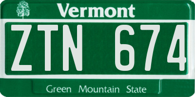 VT license plate ZTN674