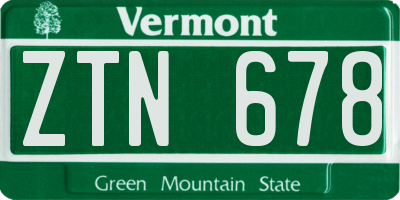 VT license plate ZTN678
