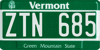 VT license plate ZTN685