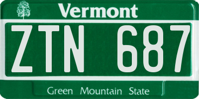 VT license plate ZTN687