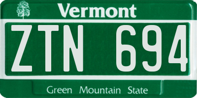 VT license plate ZTN694