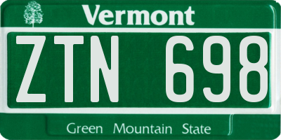VT license plate ZTN698
