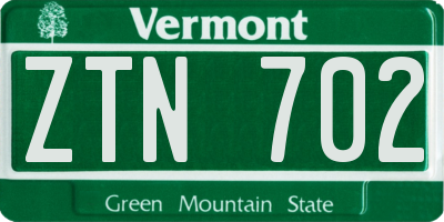 VT license plate ZTN702