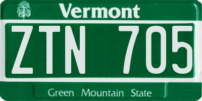 VT license plate ZTN705