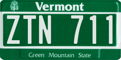 VT license plate ZTN711