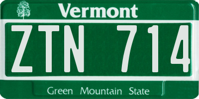 VT license plate ZTN714
