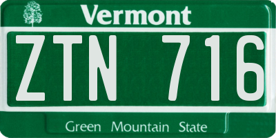 VT license plate ZTN716