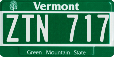 VT license plate ZTN717