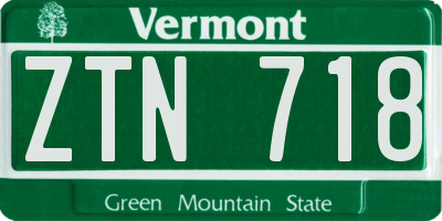 VT license plate ZTN718