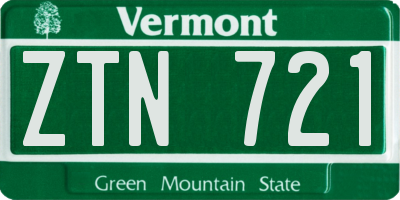 VT license plate ZTN721