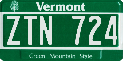 VT license plate ZTN724