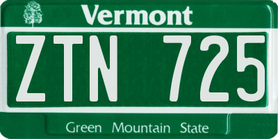 VT license plate ZTN725