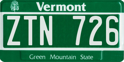 VT license plate ZTN726