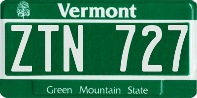 VT license plate ZTN727