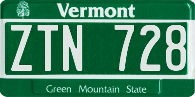 VT license plate ZTN728