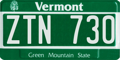 VT license plate ZTN730