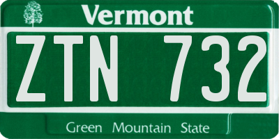 VT license plate ZTN732