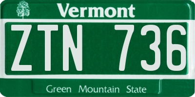 VT license plate ZTN736