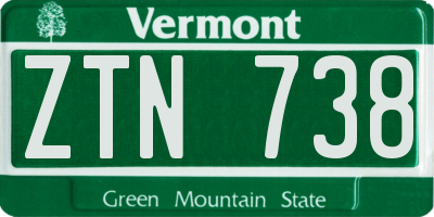 VT license plate ZTN738