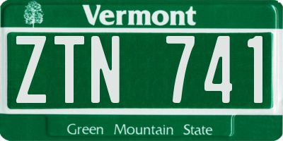 VT license plate ZTN741