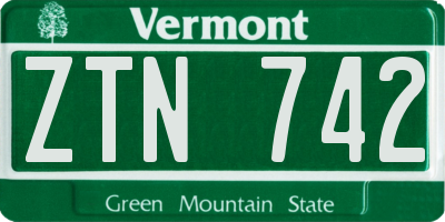 VT license plate ZTN742