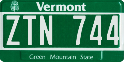 VT license plate ZTN744