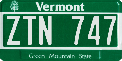 VT license plate ZTN747