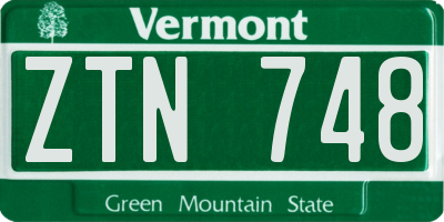 VT license plate ZTN748