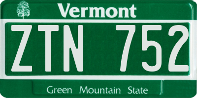 VT license plate ZTN752