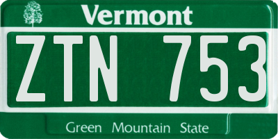 VT license plate ZTN753