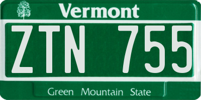 VT license plate ZTN755
