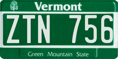 VT license plate ZTN756