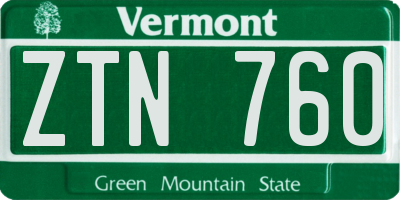 VT license plate ZTN760