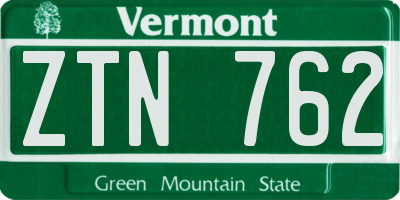 VT license plate ZTN762